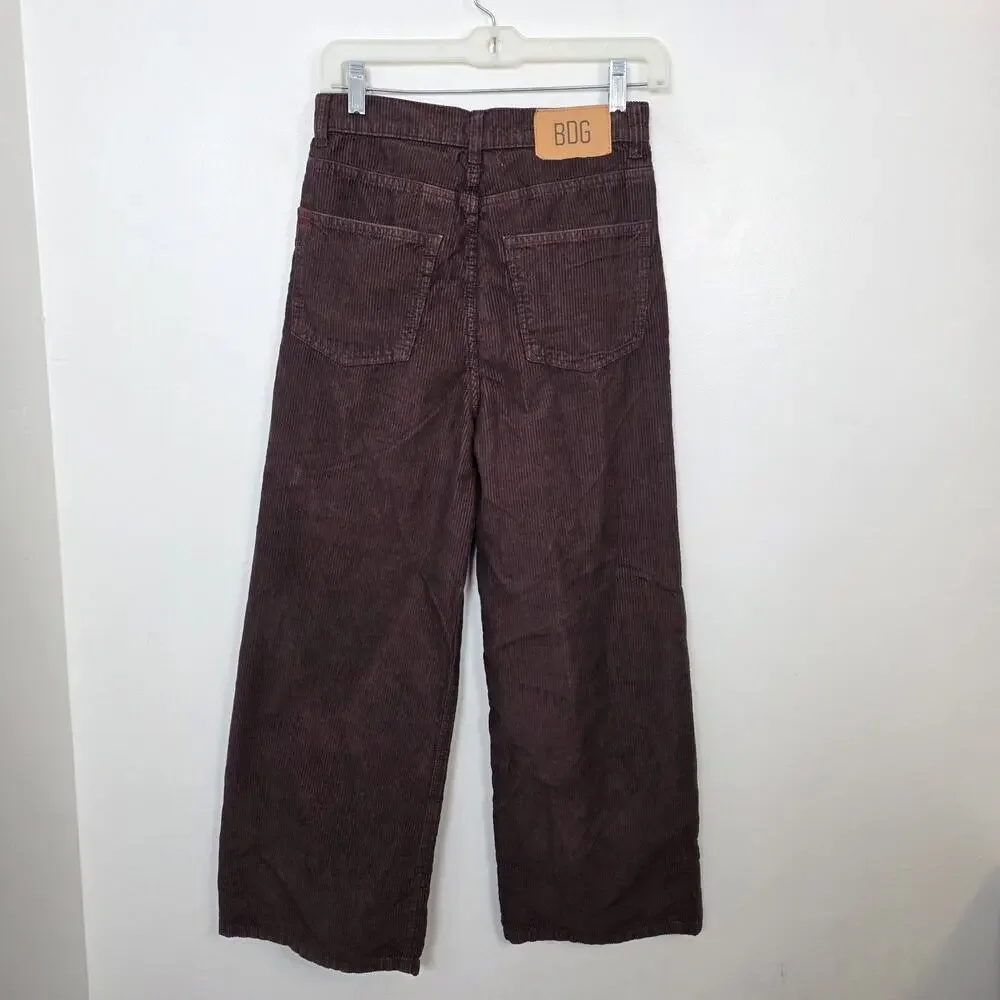 BDG Dark Brown Corduroy‎ Grunge School Trendy High Rise Wide Leg Pants Size 26